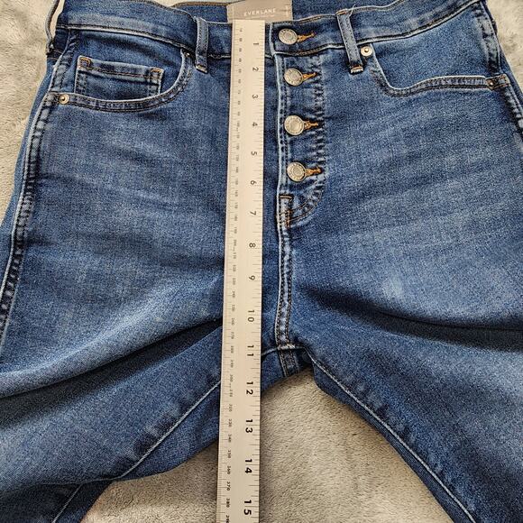 Everlane Jeans Womens 29 Blue The Vintage Skinny Jean Button Fly Raw Hem Stretch - Picture 12 of 15